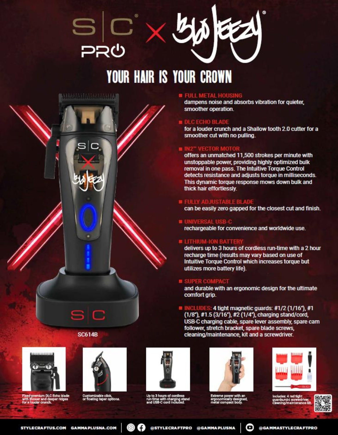 Tông Đơ StyleCraft x 360 Jeezy Cordless Vector Motor 