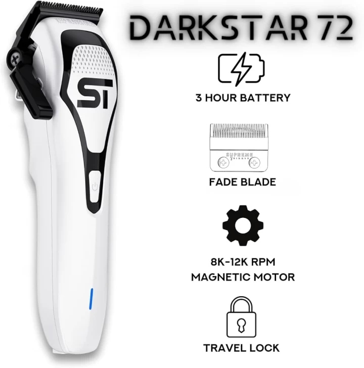 Tông Đơ Supreme Trimmer Darkstar 72  Vector Motor White – DLC Fade Blade